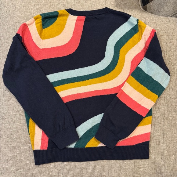 Marine Layer Womens Icon Wavy Rainbow Stripe Cotton Sweater S - Picture 2 of 12